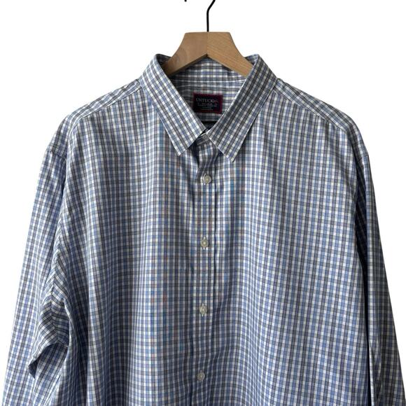 Untuckit Mens Shirt XXL Blue White Plaid Long Sleeve Business Casual Stretch - Picture 2 of 8